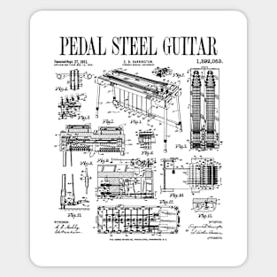 Pedal Steel Guitar Player Guitarist Funny Vintage Patent Sticker